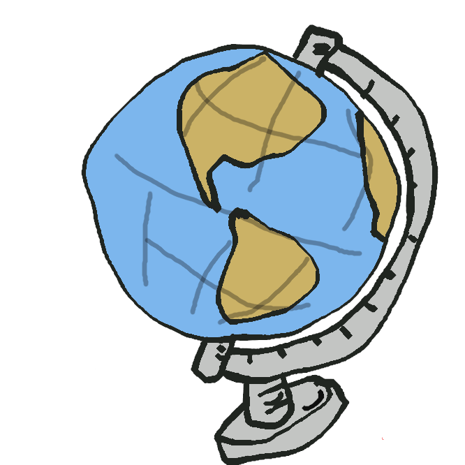 【地球儀】地球をかたどって作った模型。球の表面に経線・緯線、水陸分布などが記入され、両極を通る軸の周りを回転するようにしてある。