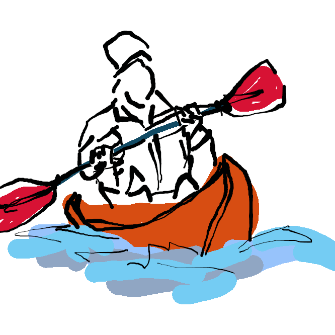 エスキモーが猟に用いる小舟に似た競技用カヌー。両端に水かきのあるパドル（櫂(かい)）で左右交互にこぐ。